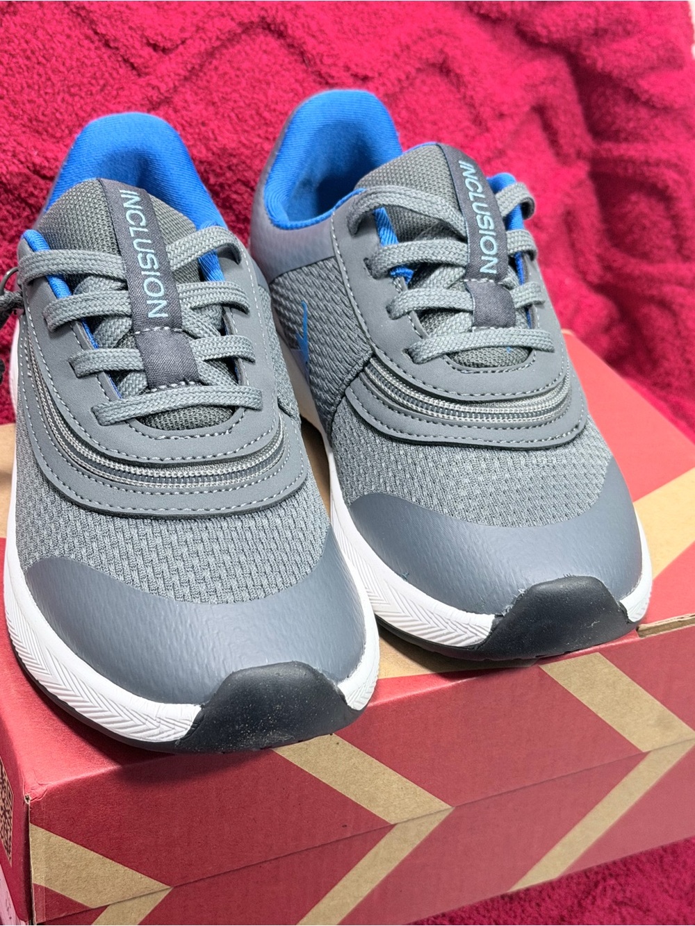 Kids' Gray and Blue Billy Inclusion Lace-Up Sneakers